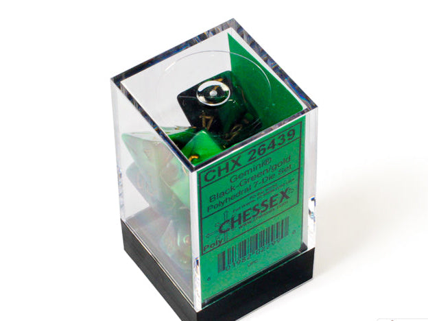 Gemini Black,green/gold polyedral 7 dice set