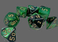 Gemini Black,green/gold polyedral 7 dice set